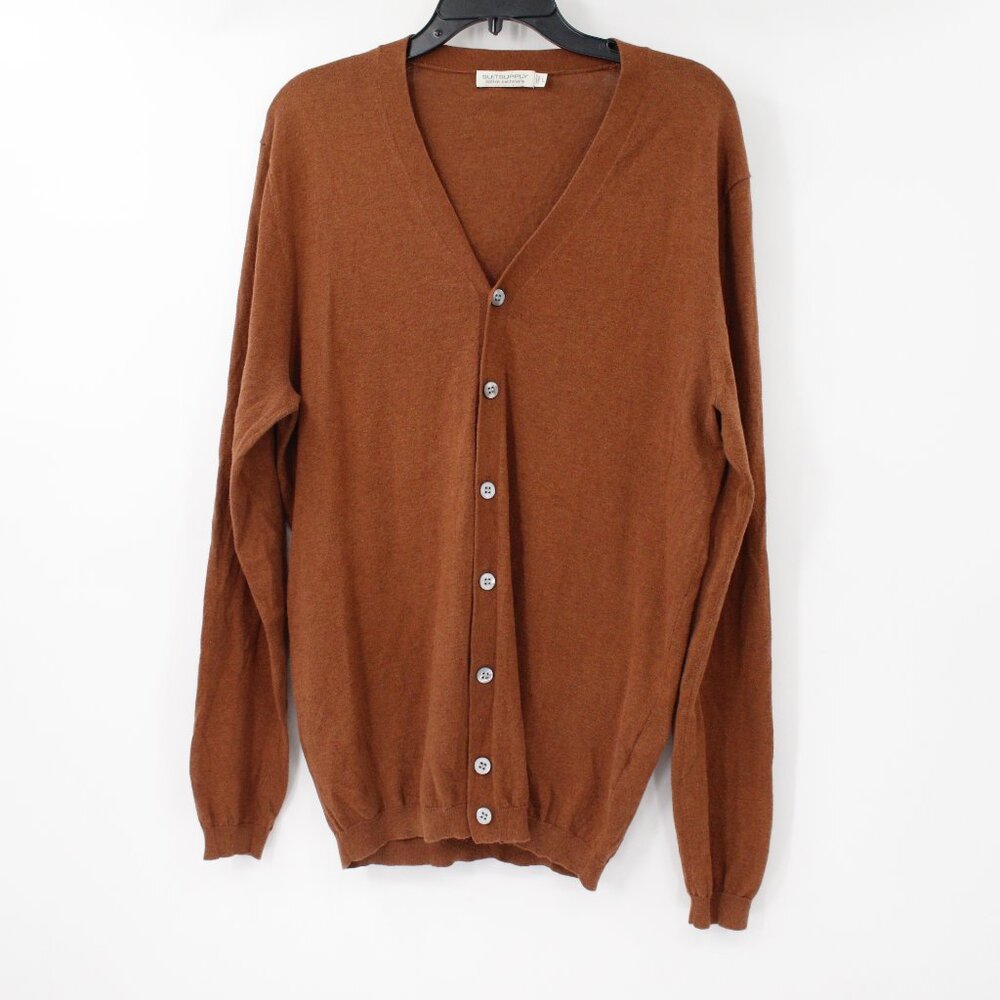 Suitsupply Men's Chestnut Brown Button-Front V-Neck Cardigan